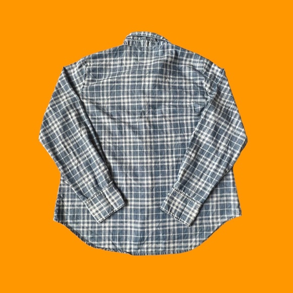 Orvis Flannel Button Shirt Light Blue Plaid Cotton Tencel Blend Women Size XL - Picture 2 of 7